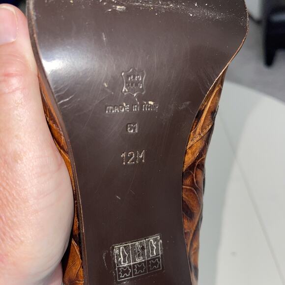 Via Spiga Sz 12 M Crocodile Boots Heeled Alligator Leather Brown Side Zip VTG - Picture 8 of 12